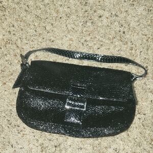 bebe Black Shoulder Bag with Silver Buckle